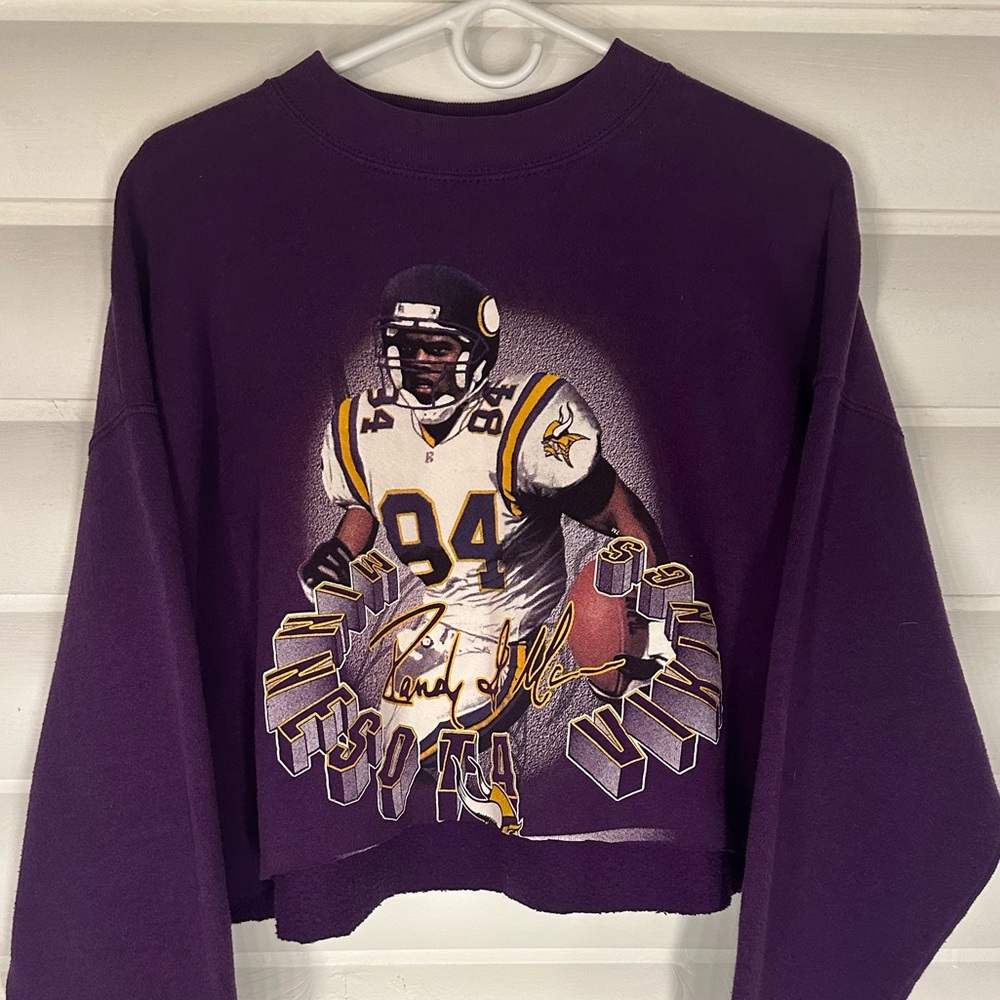 Vintage Randy Moss Minnesota Vikings Cropped Sweatshirt Reworked NFL Graphics